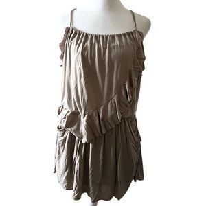 Mason Tan Ruffled One Shoulder Camisole Dress